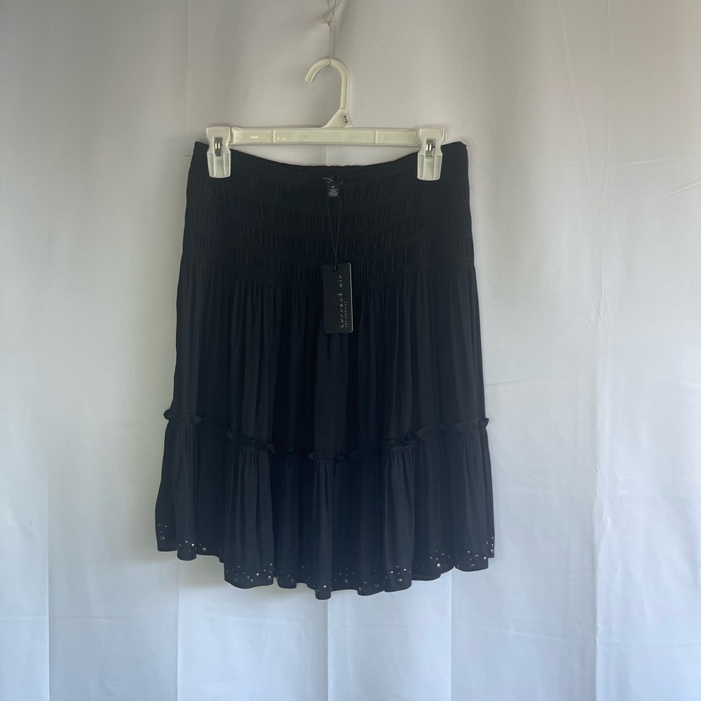 Current Air Black A-Line Tiered Skirt
